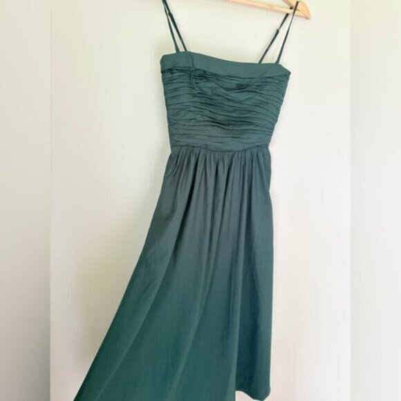 NEW Reformation Lissa Cotton Midi Dress Forest Green Removable Strap | US 4 UK 8 - Picture 7 of 13